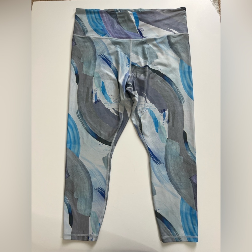 Athleta Elation 7/8 Tight Cropped Leggings Size 2x Blue Print